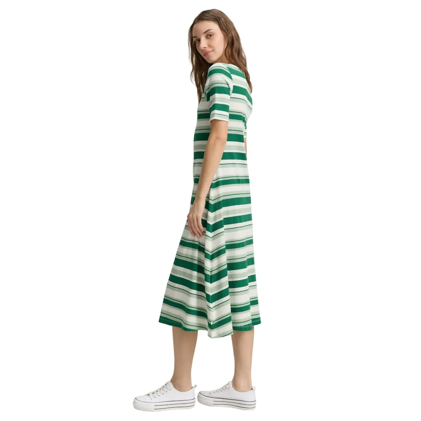 Block stripe midi dress
