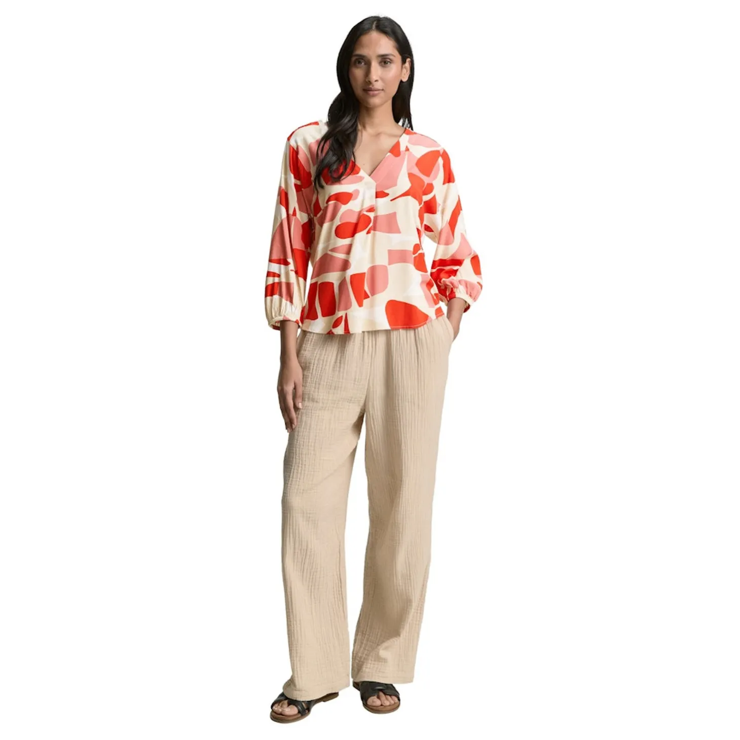 Blouse printed V-neck