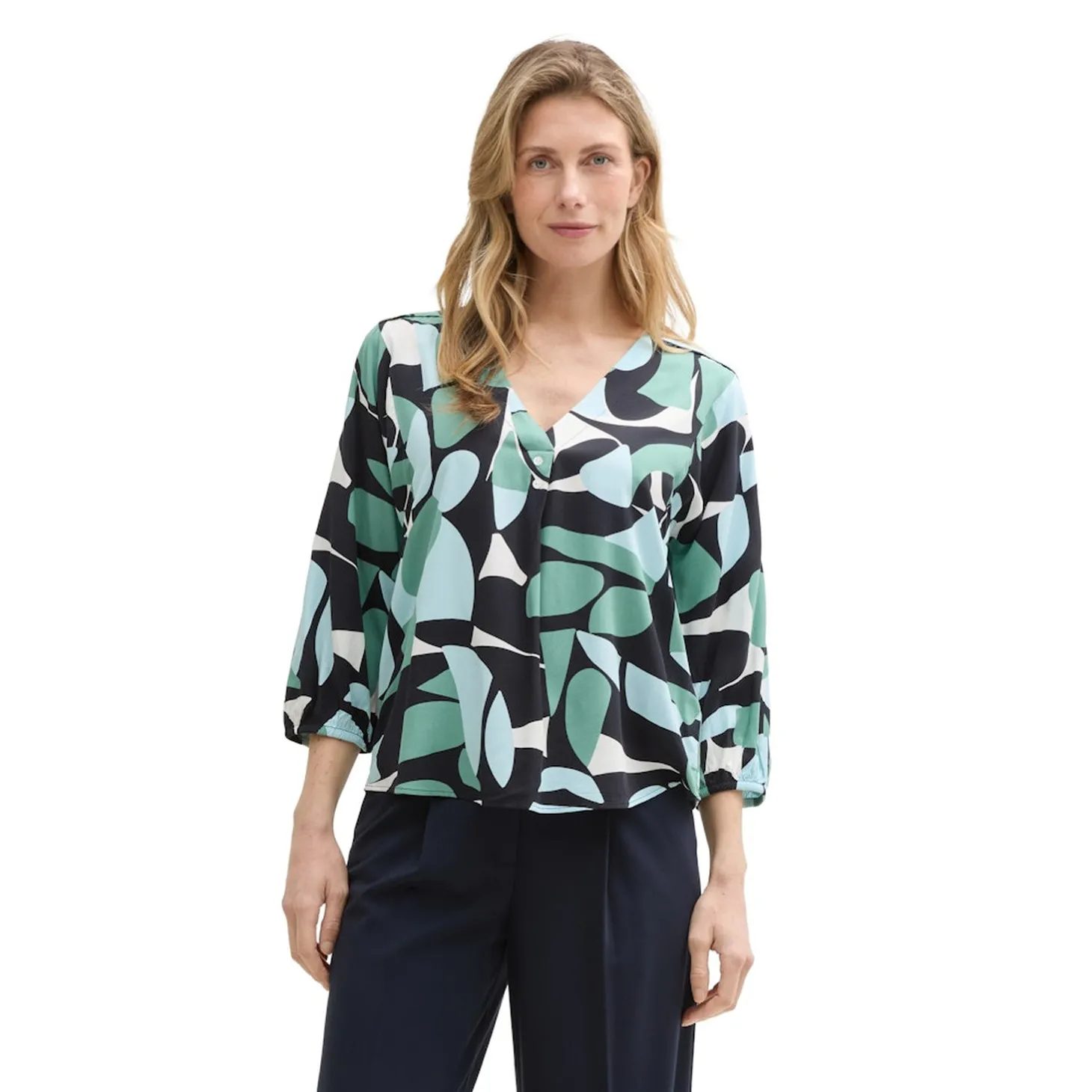 Blouse printed V-neck