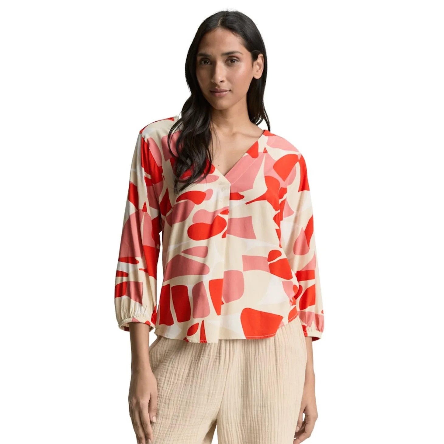 Blouse printed V-neck