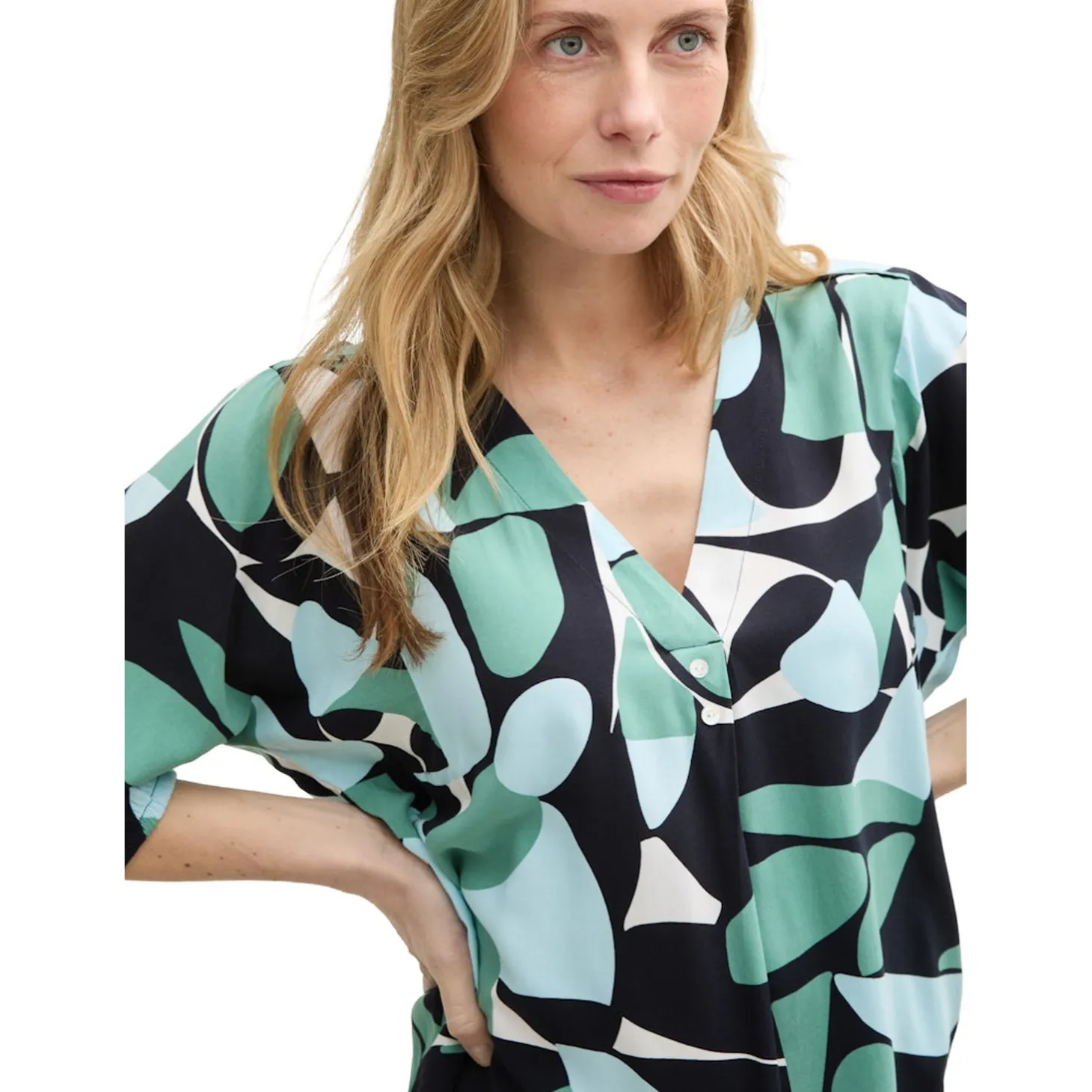 Blouse printed V-neck