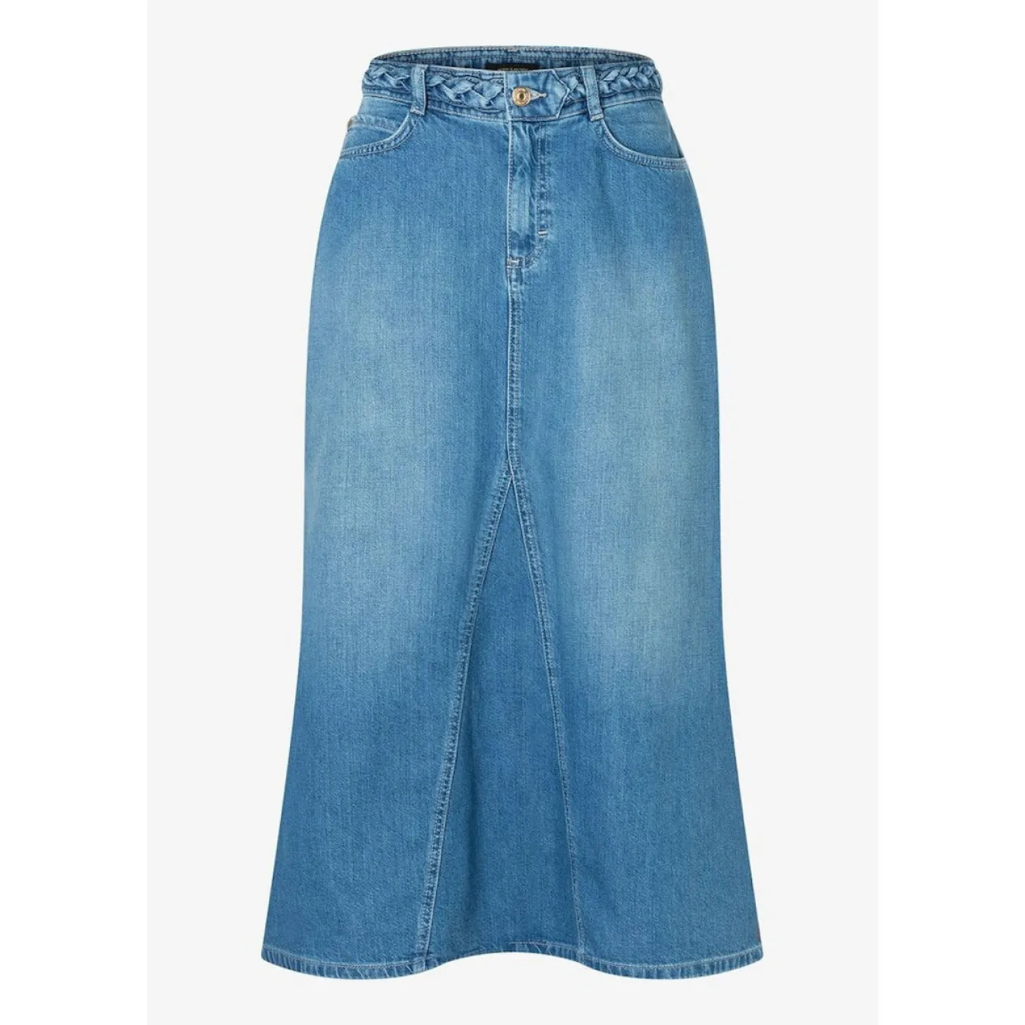 Blue Denim Midi Skirt