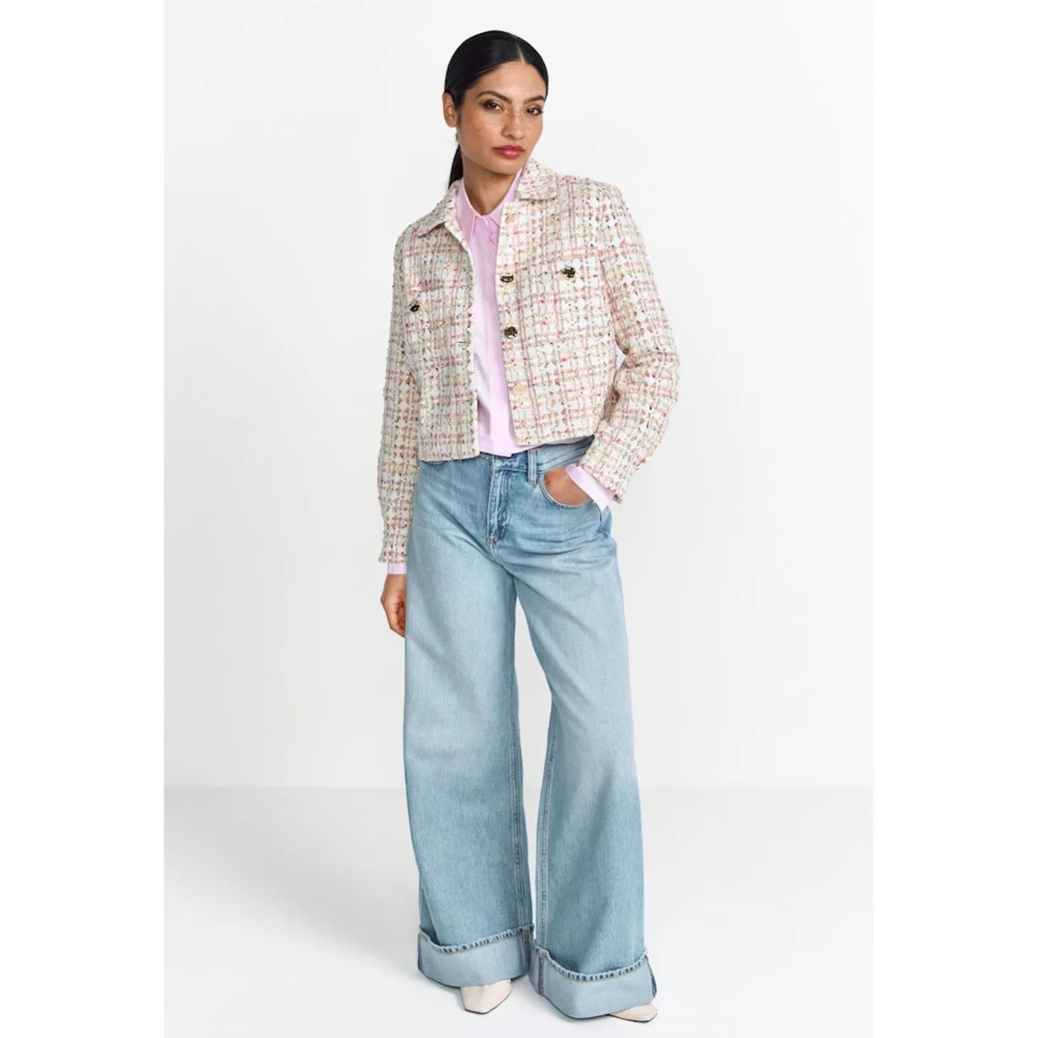 Boxy jacket with shirt collar
