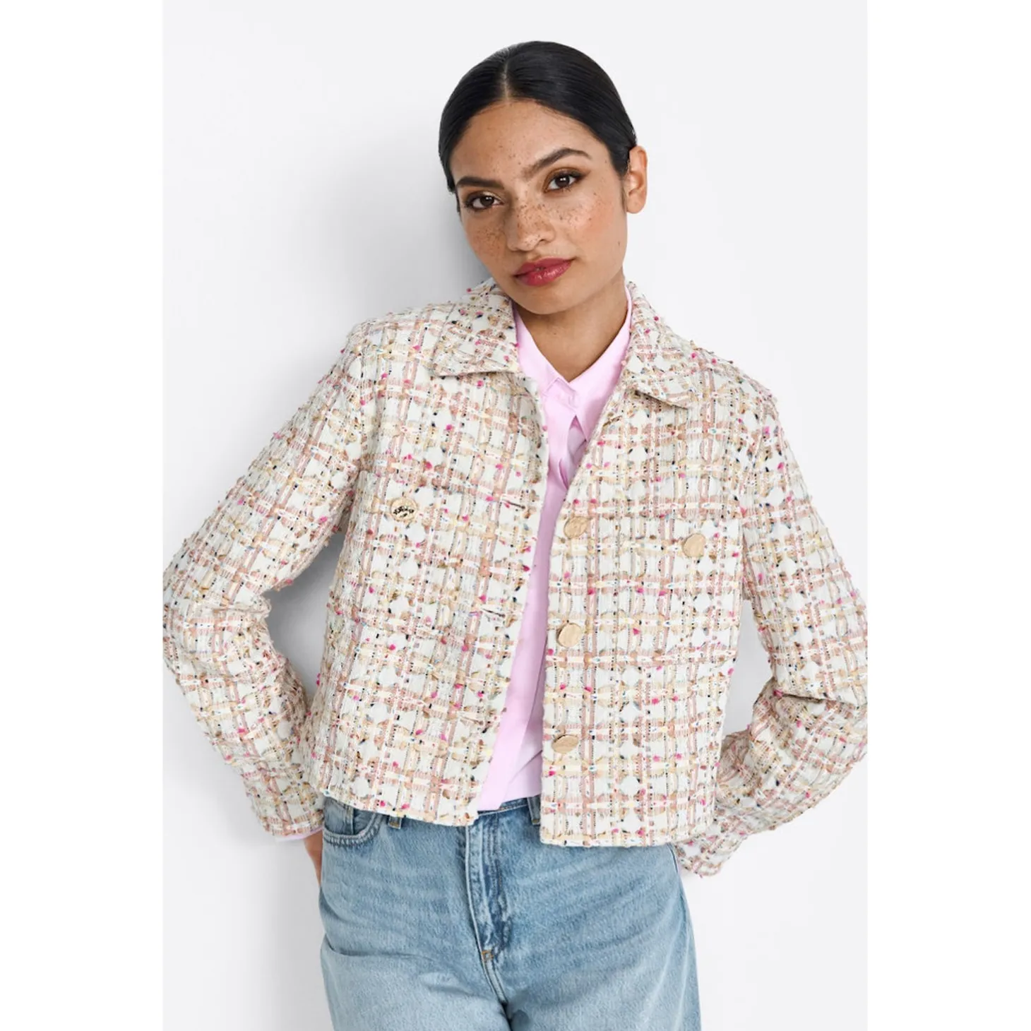 Boxy jacket with shirt collar