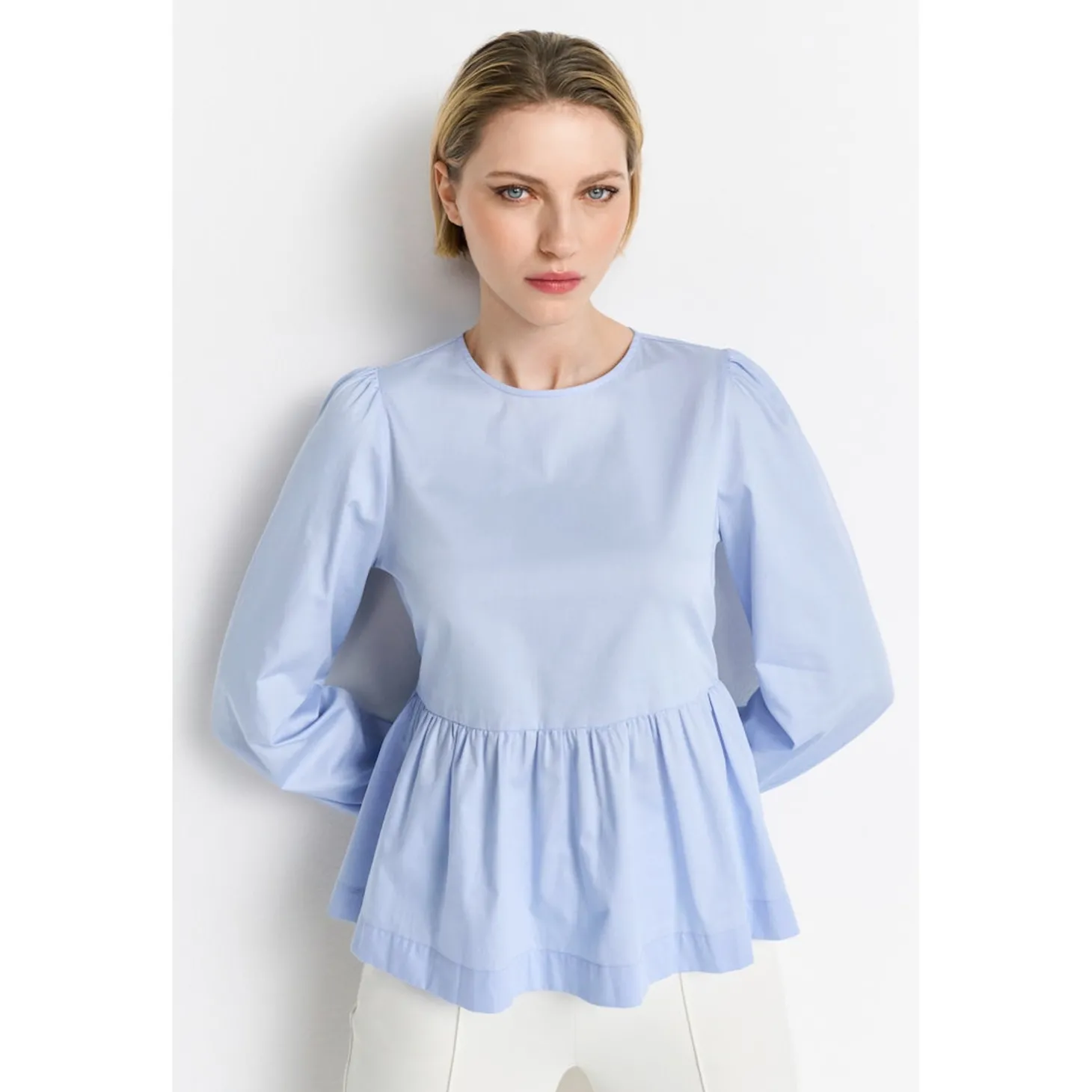 Cotton blouse with peplum Sust