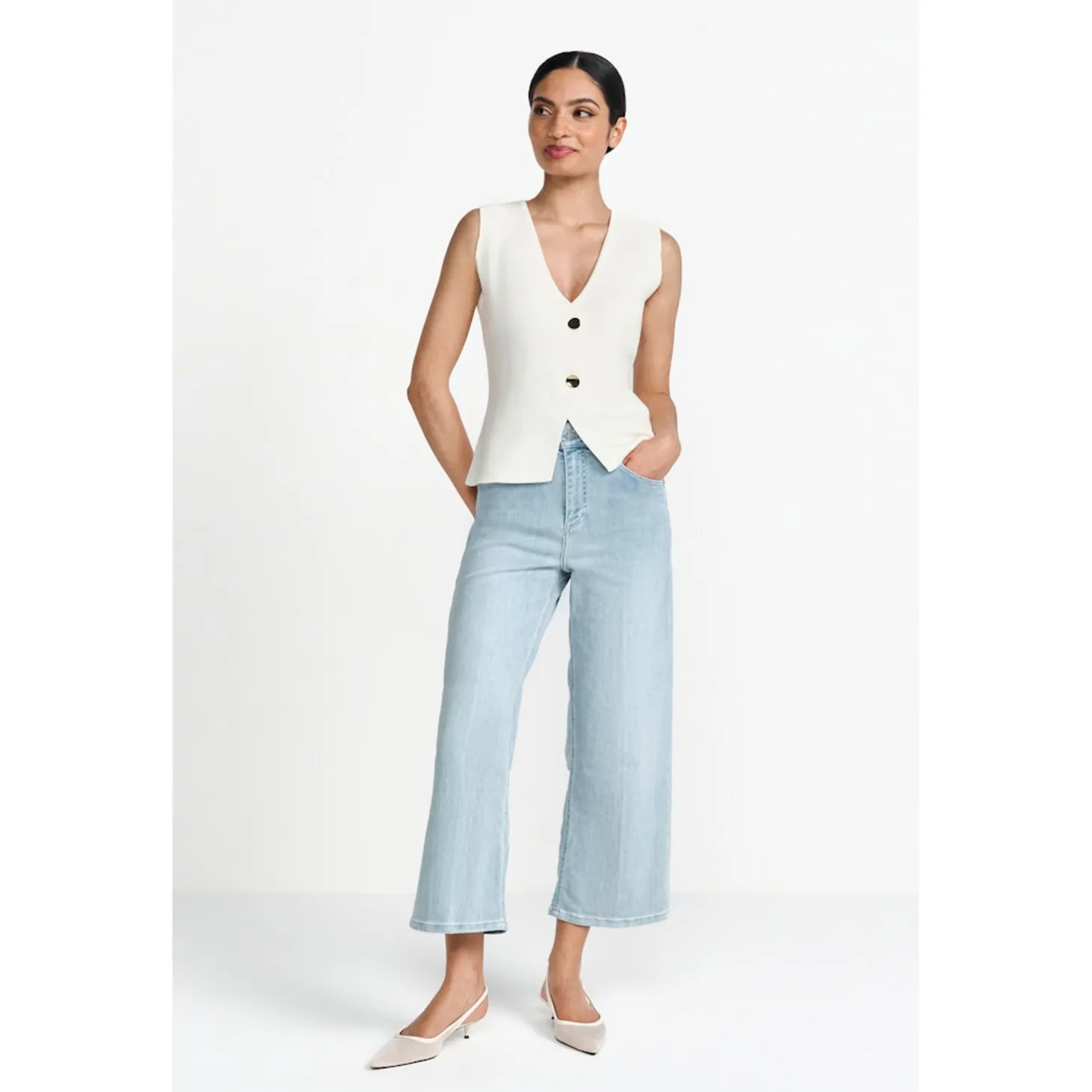 Culotte Light Blue Satin Denim