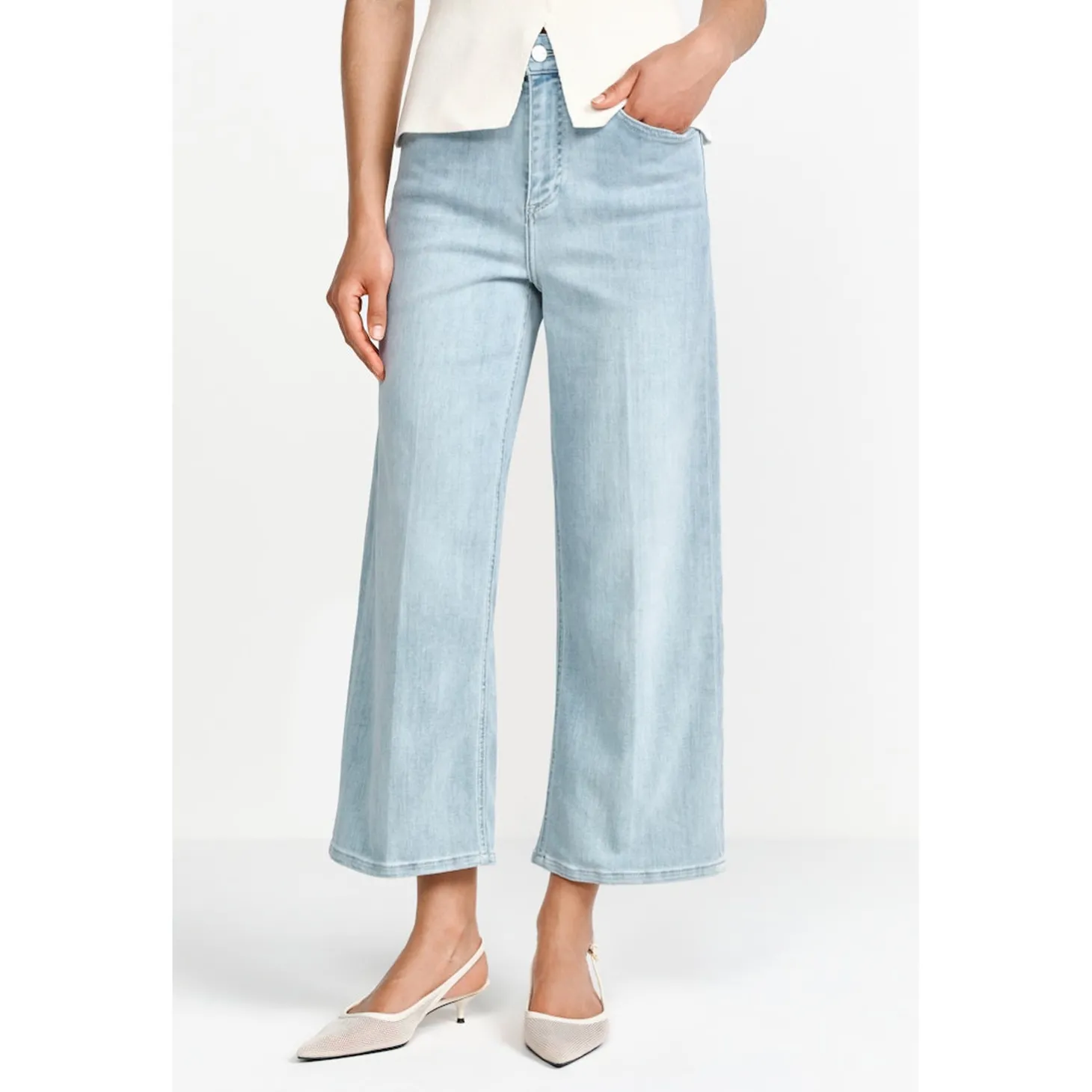 Culotte Light Blue Satin Denim