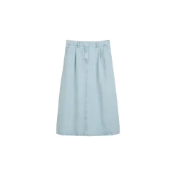 Denim Skirts, Midi Length, Ple