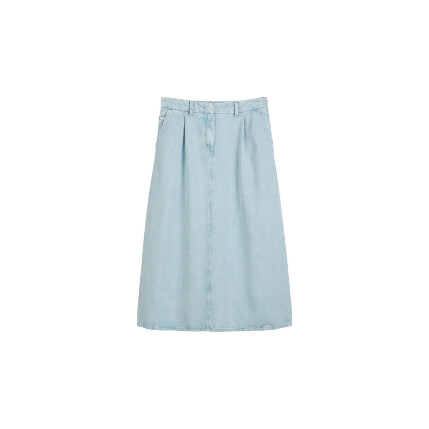 Denim Skirts, Midi Length, Ple