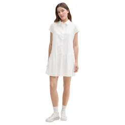 Embroidered dot shirt dress