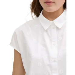 Embroidered dot shirt dress