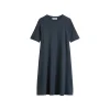 Jersey dress, wide seam, round