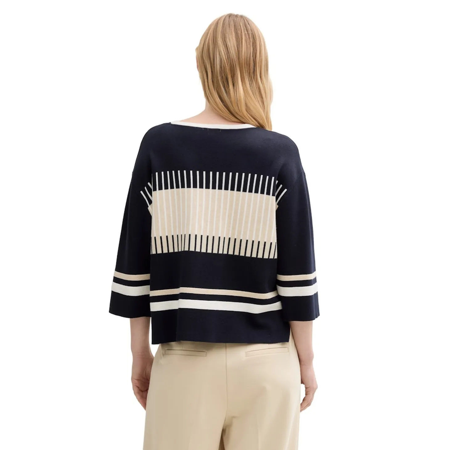 Knit colored stripe pullover