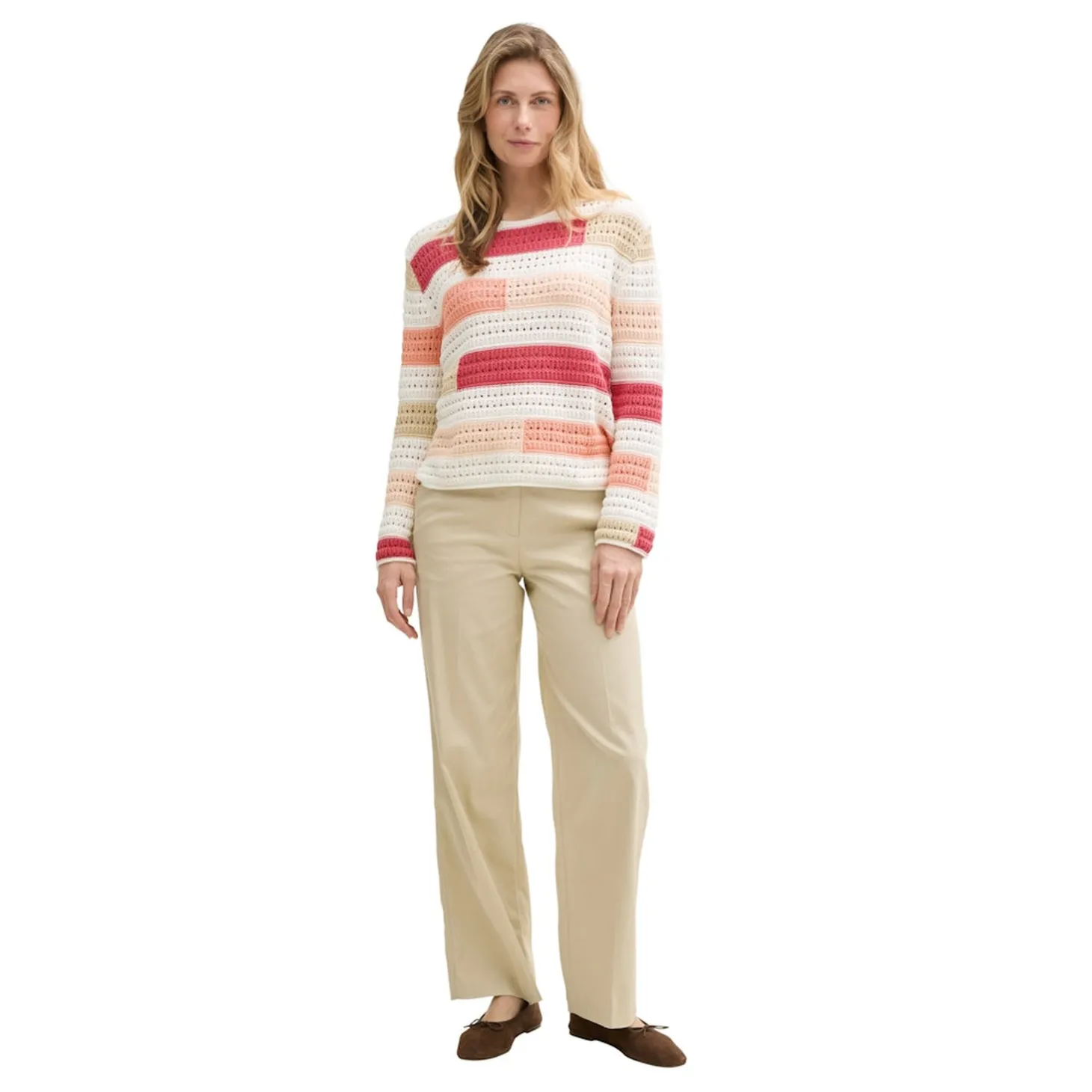 Knit open structure pullover