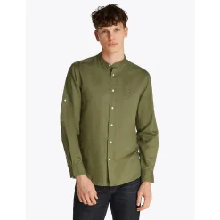 LINEN BLEND MAO COLLAR SHIRT