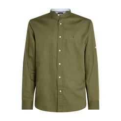 LINEN BLEND MAO COLLAR SHIRT