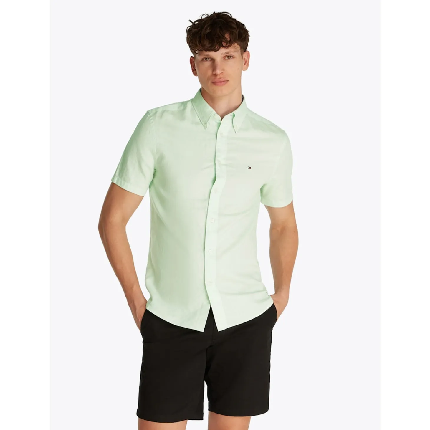 LINEN BLEND SOLID SS RF SHIRT
