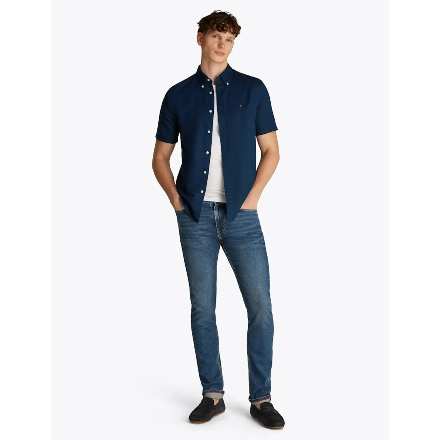 LINEN BLEND SOLID SS RF SHIRT