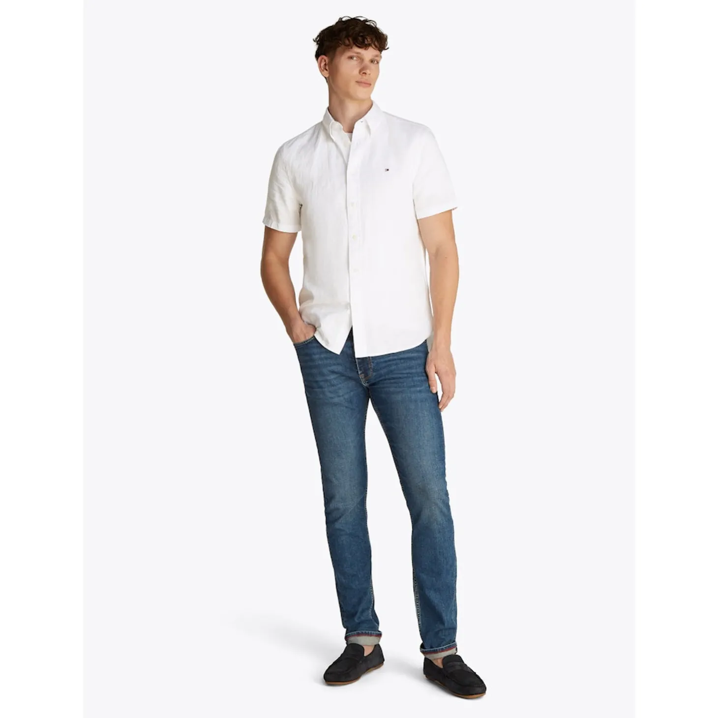 LINEN BLEND SOLID SS RF SHIRT