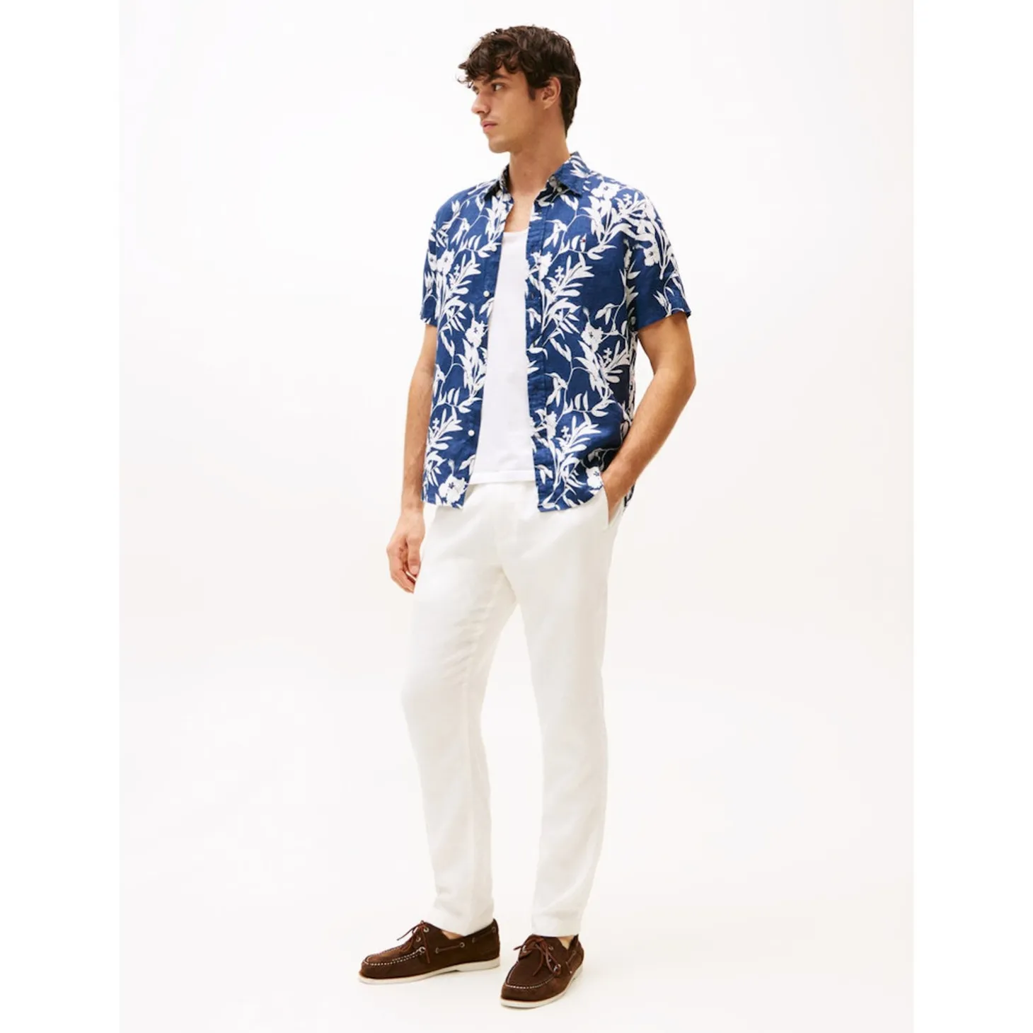 LINEN TROPICAL PRT SS RF SHIRT