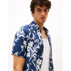 LINEN TROPICAL PRT SS RF SHIRT
