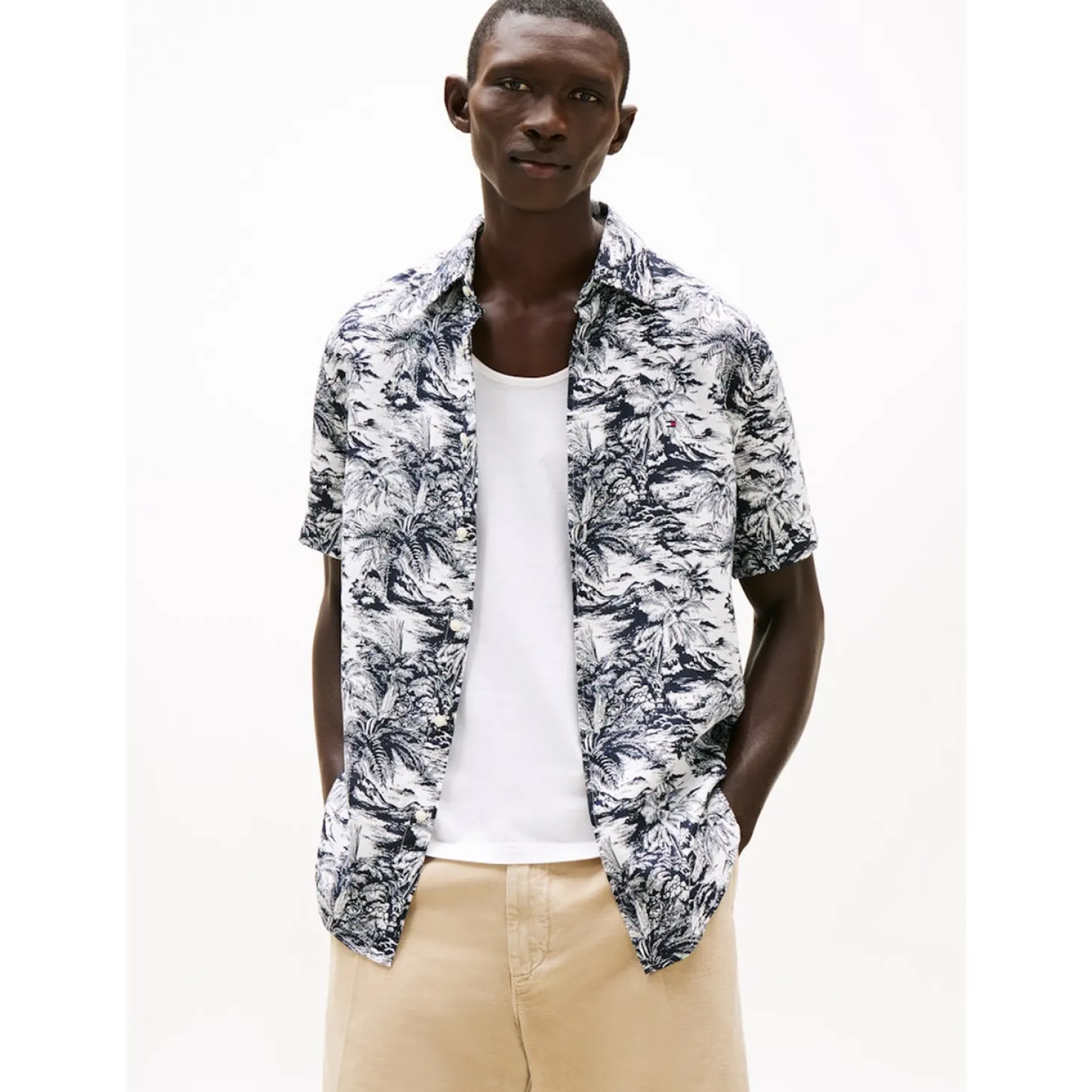 LINEN VACATION PRT SS RF SHIRT
