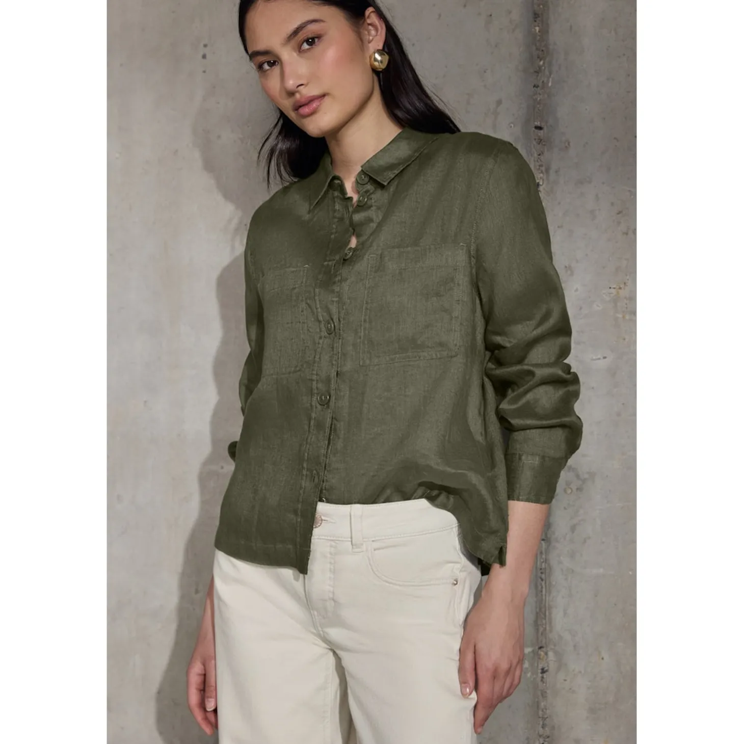 LS_Buttoned shirtcollar blouse