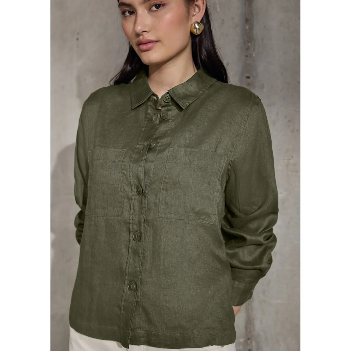 LS_Buttoned shirtcollar blouse