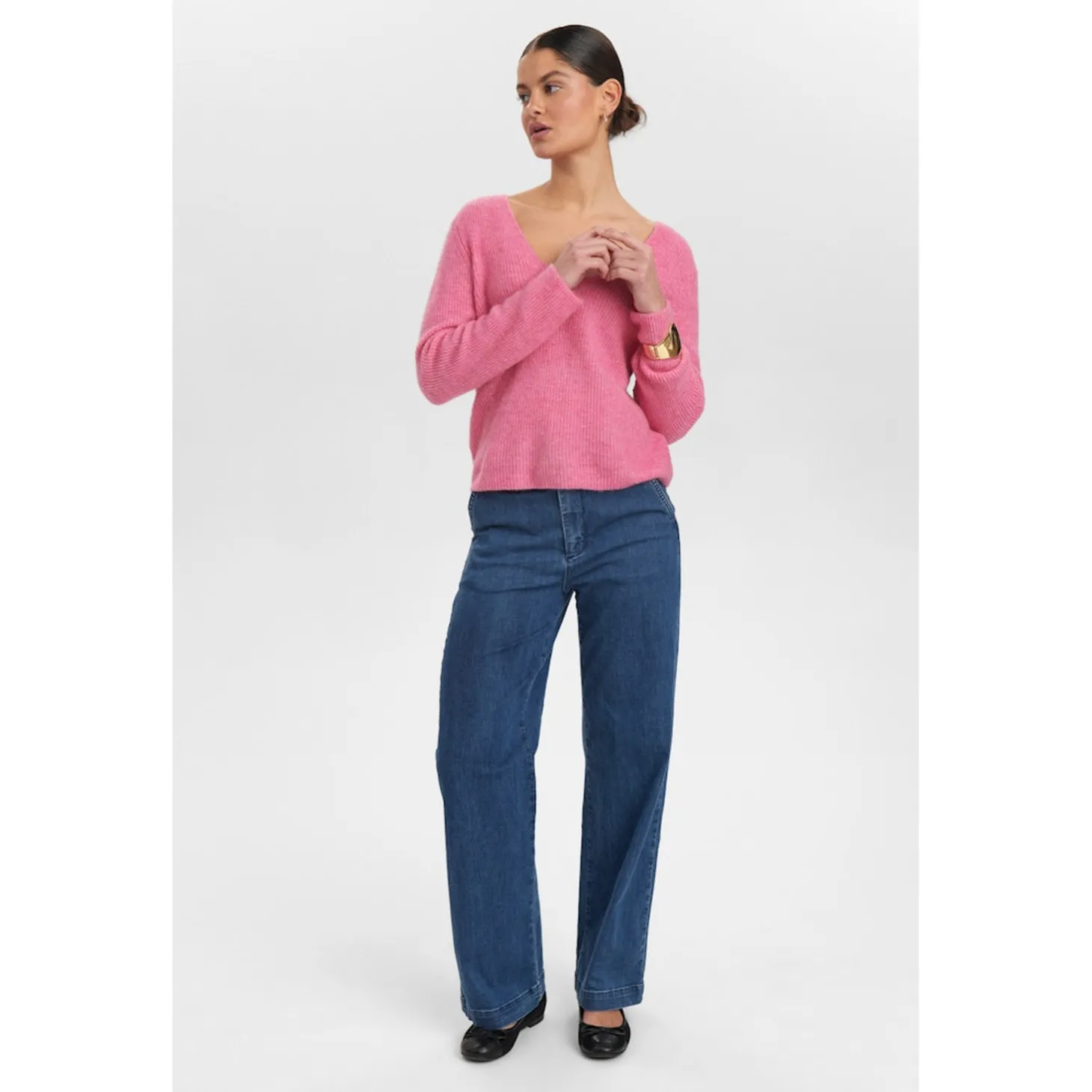 NURIETTE RIB V-NECK PULLOVER