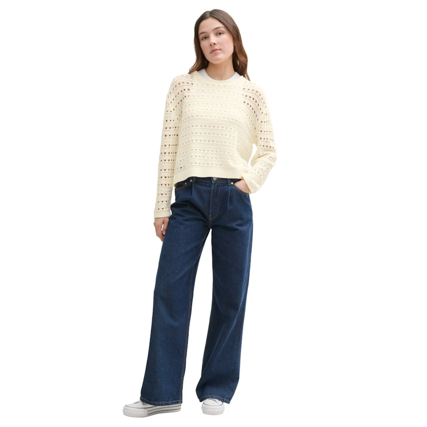Open knit pullover
