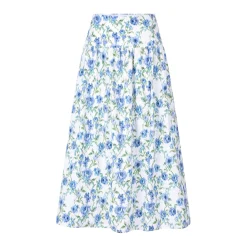Printed cotton midi skirt