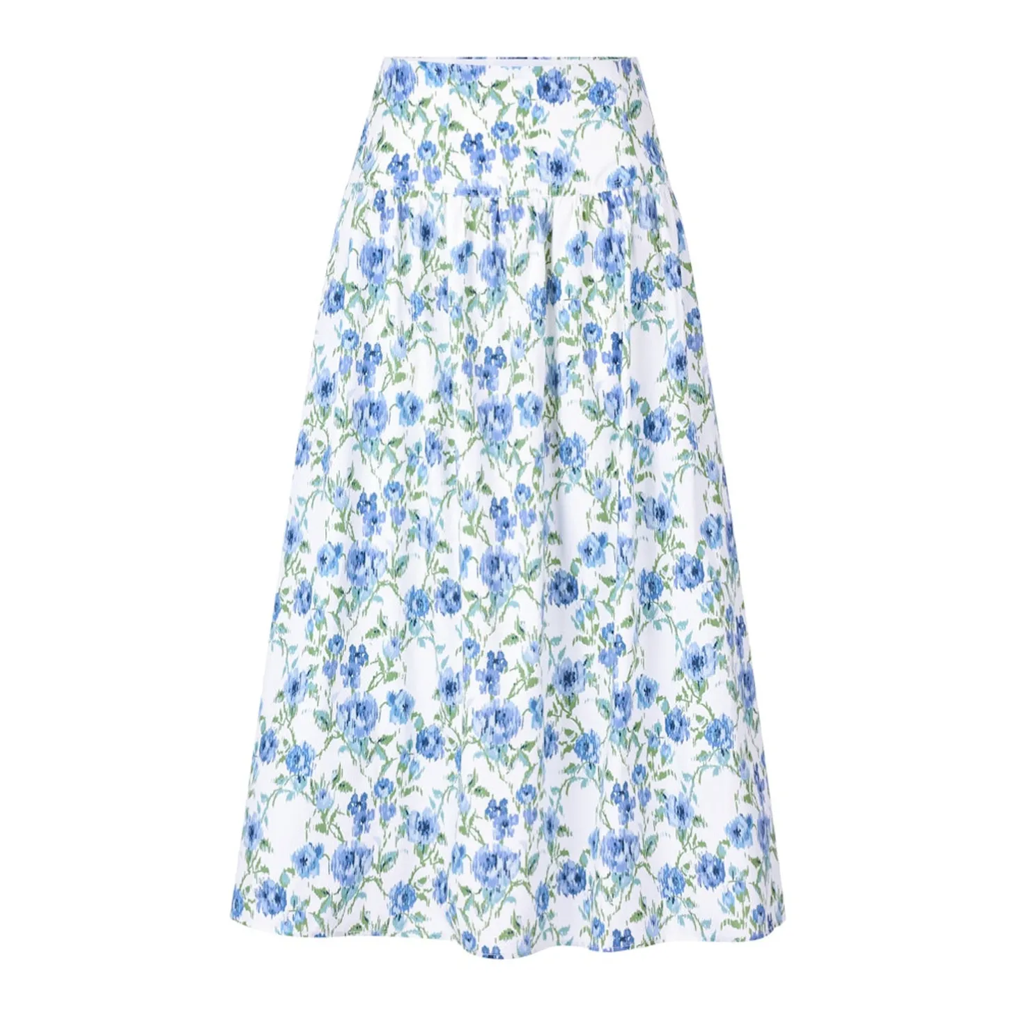 Printed cotton midi skirt