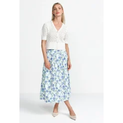 Printed cotton midi skirt