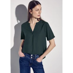QR Splitneck blouse w turn-up