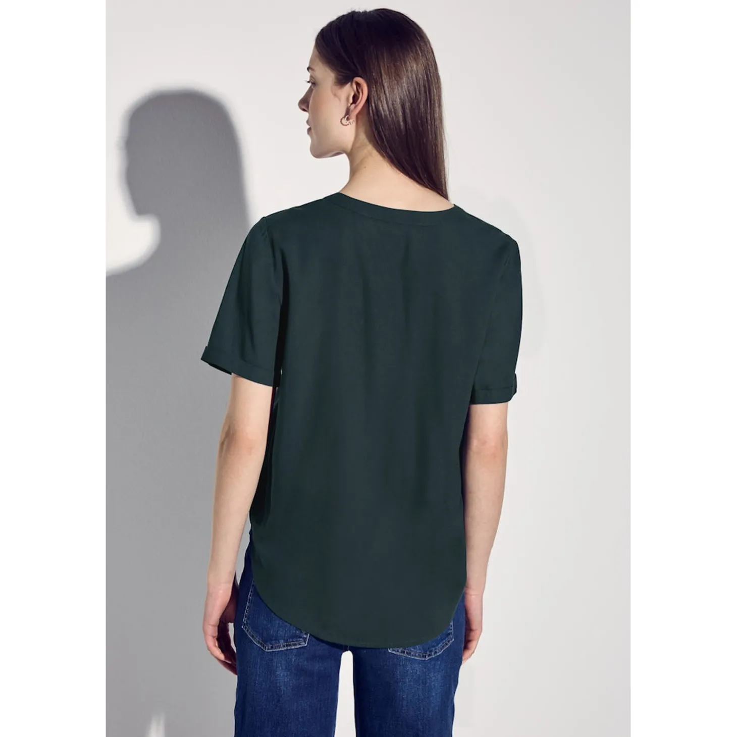 QR Splitneck blouse w turn-up