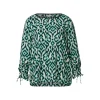 Roundneck blouse w gathered sl
