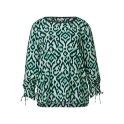 Roundneck blouse w gathered sl