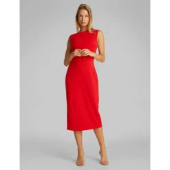 SCUBA CREPE MIDI SLASH DRESS