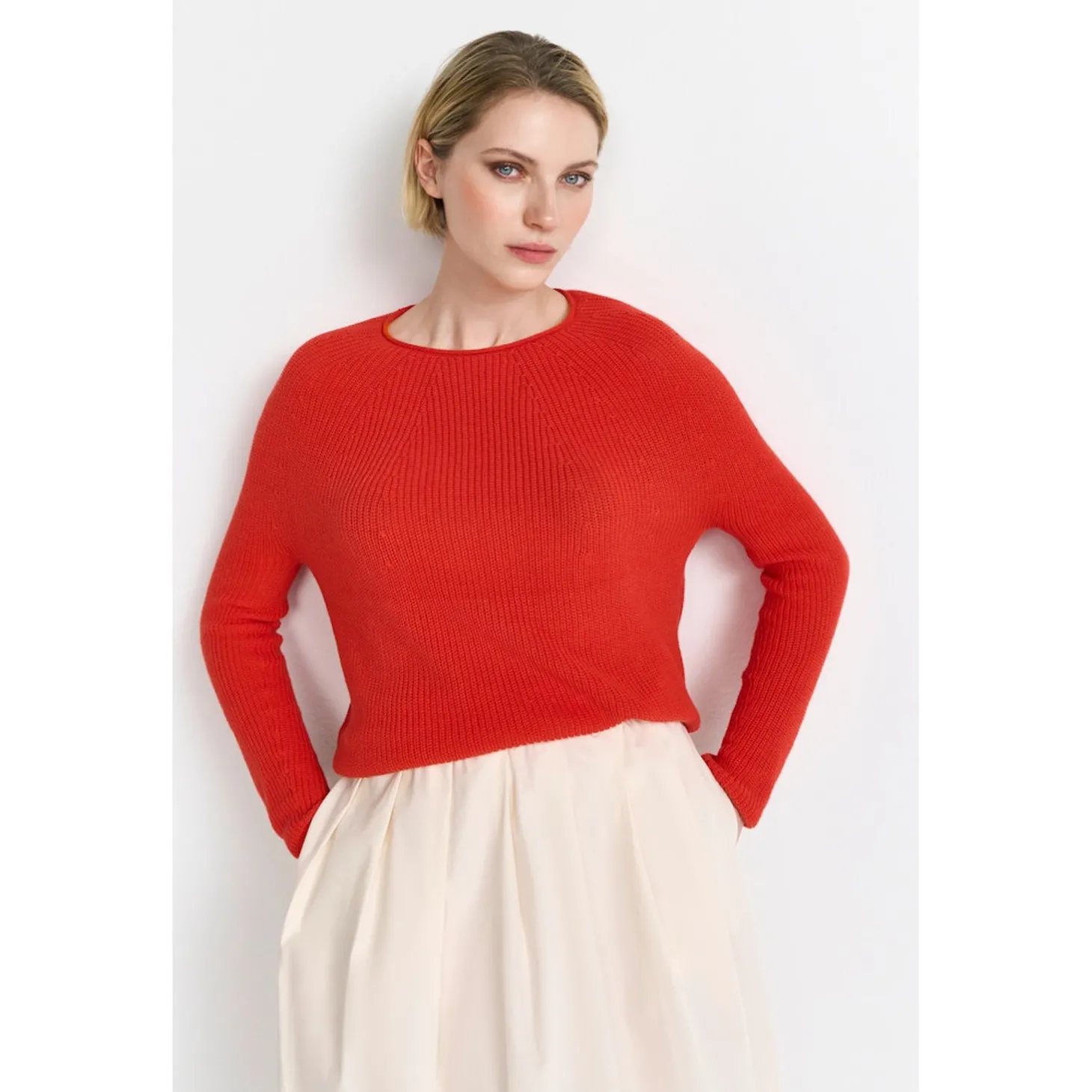 Seamless Crew Neck Half Cardig