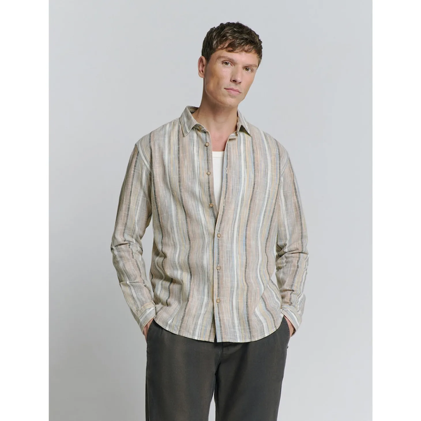 Shirt Slub Multi Coloured Stri