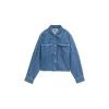 Short denim shirt with pockets