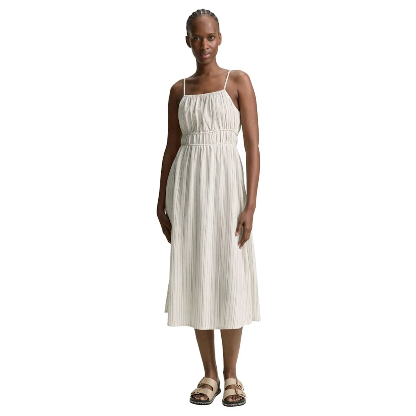Strap midi linen dress