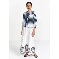 Striped Ajour cardigan with bo
