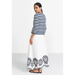 Striped Ajour cardigan with bo