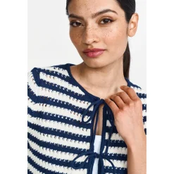Striped Ajour cardigan with bo