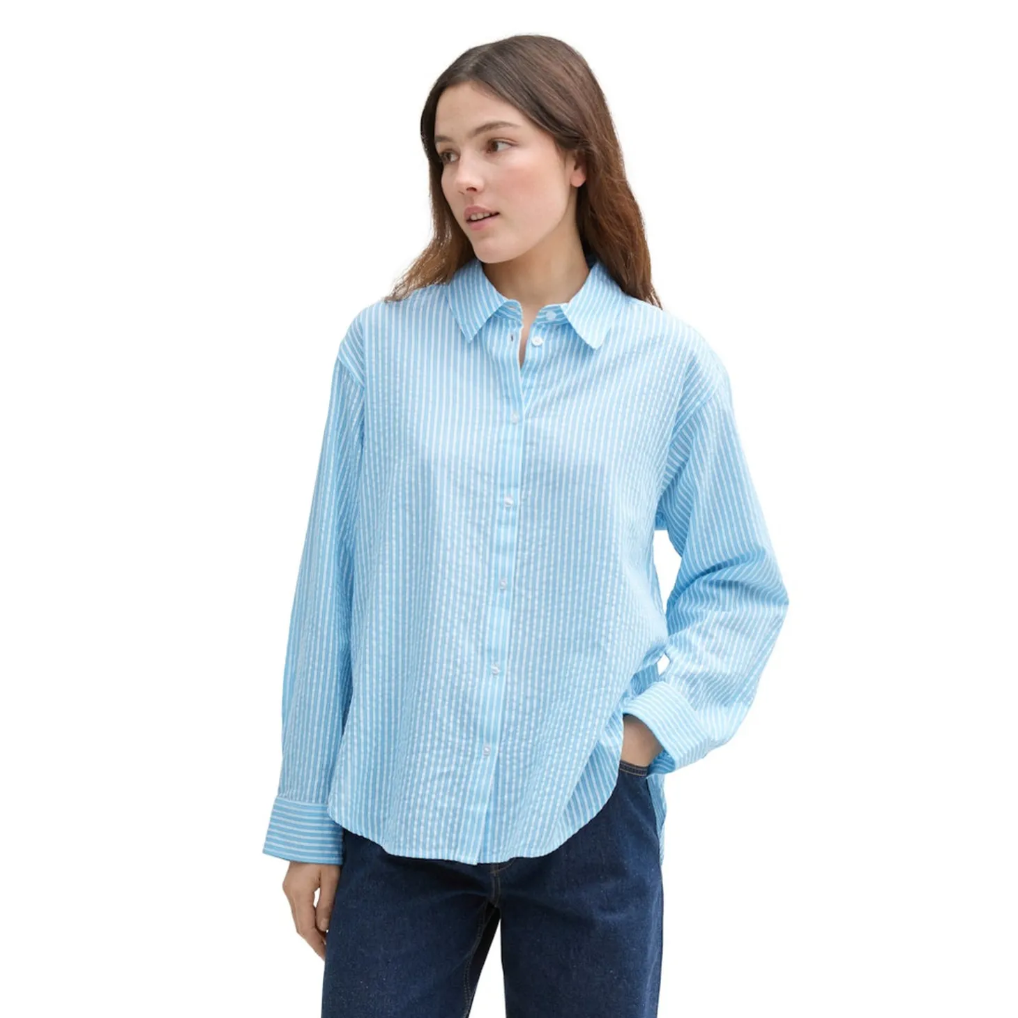 Striped seersucker shirt