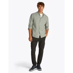 TJM LINEN MIX BND STP SHRT EXT