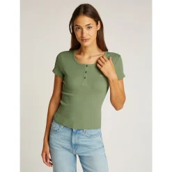 TJW SLIM BUTTON RIB C-NECK SS