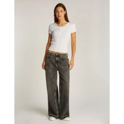 TJW SLIM BUTTON RIB C-NECK SS