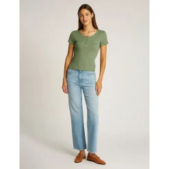 TJW SLIM BUTTON RIB C-NECK SS
